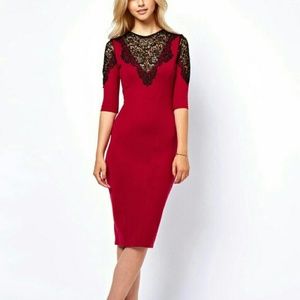 Asos Lydia Bright Red Lace Valentines Dress sz 0